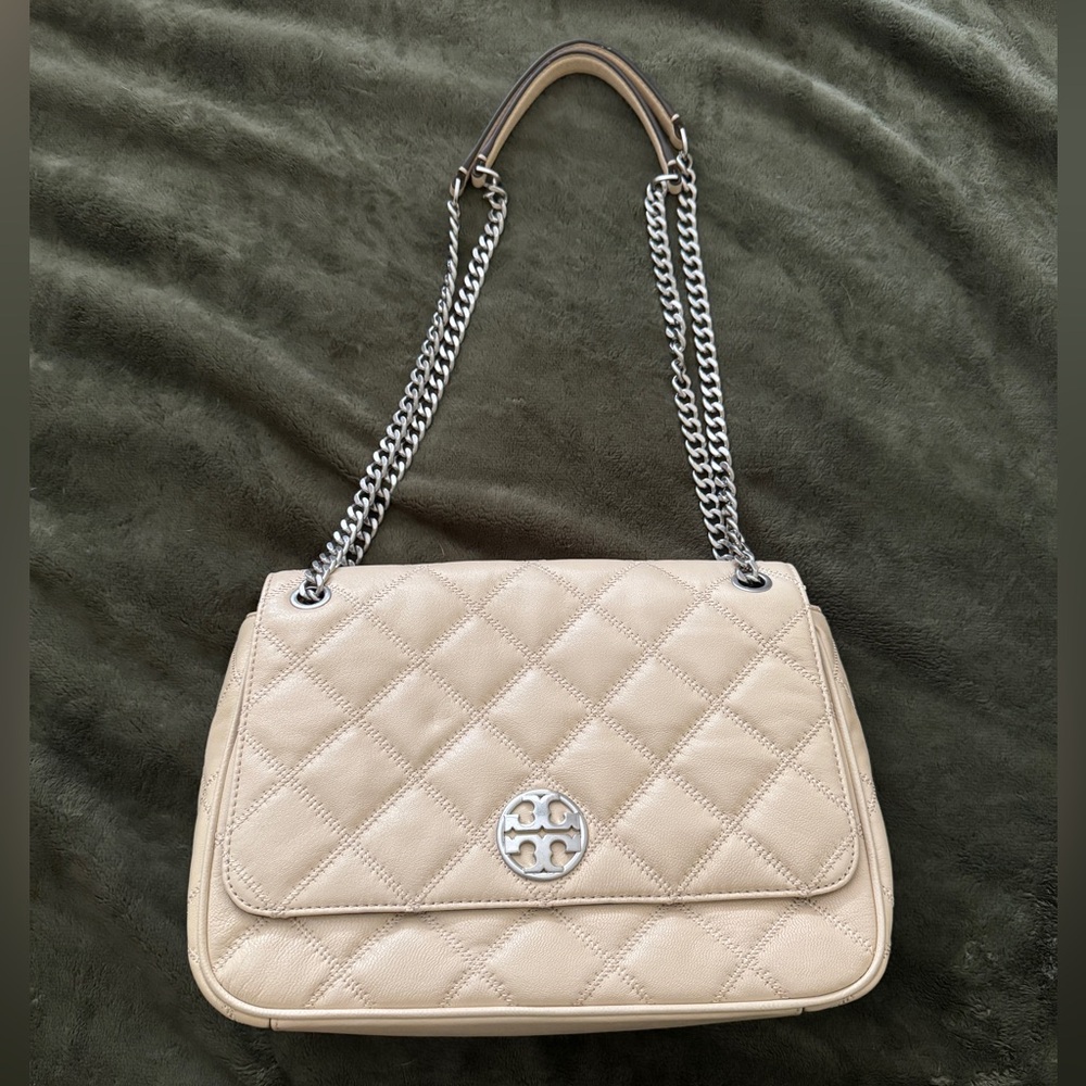 Tory Burch Diamond Quilted Crossbody Bag, Cream Color